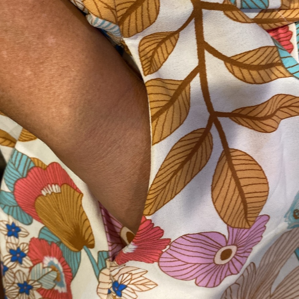Tolani Floral Tiered Button Front Short Sleeve Dress with pockets, Women’s XL - Picture 6 of 15